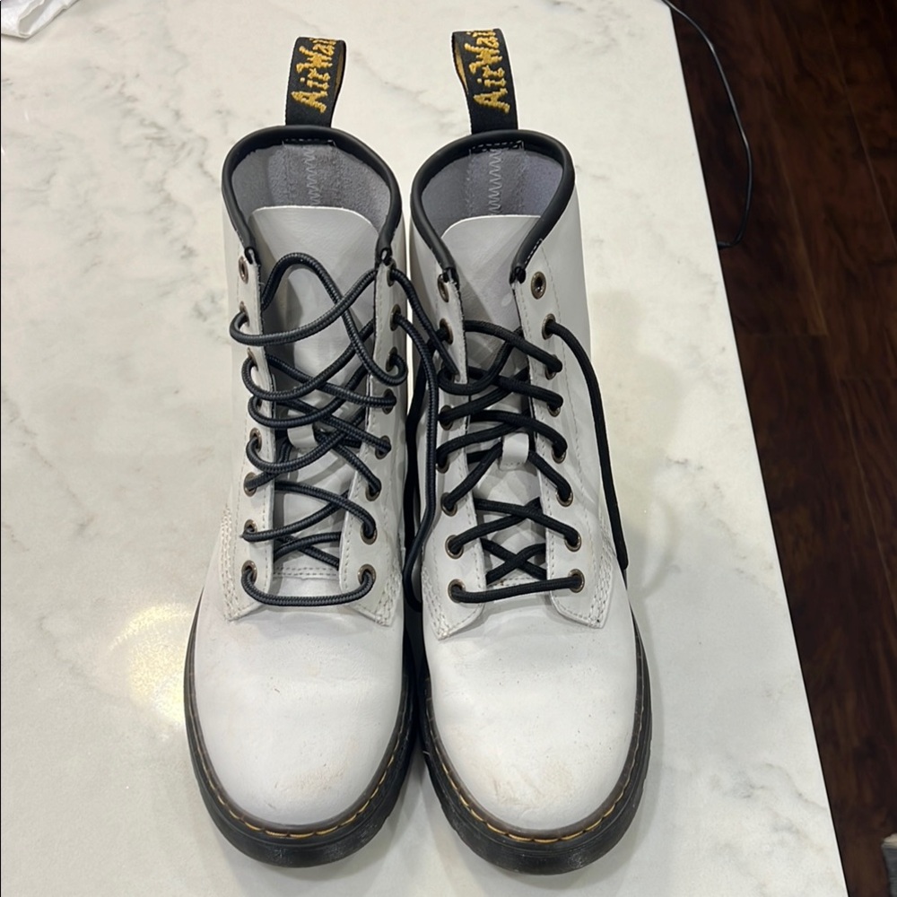 Dr. Martens White Leather Boots